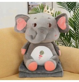 Elephant Plush Toy with Blanket 3-in-1