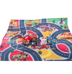 Fire Station City Mat with 4 Soft Cars for Kids