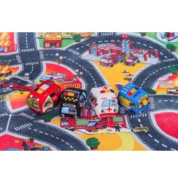 Fire Station City Mat with 4 Soft Cars for Kids