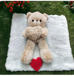 Beige Love Bear with Heart for Valentine's Day