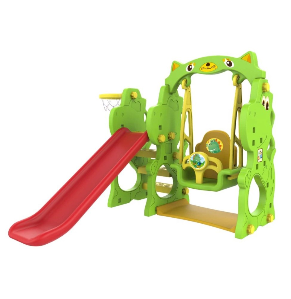 3-in-1 Garden Slide with Swing and Basketball for Kids