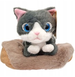 Gray Plush Kitten on Pillow