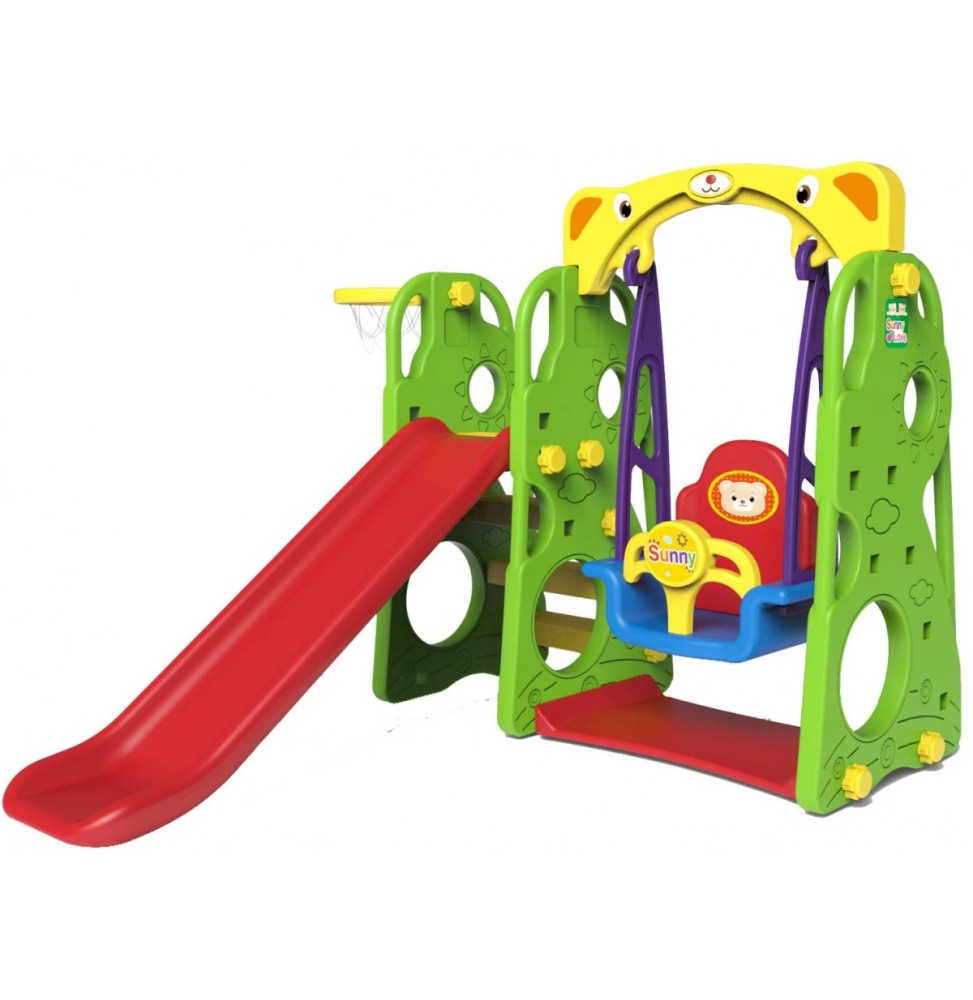 3-in-1 Garden Slide with Swing and Basketball