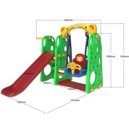 3-in-1 Garden Slide with Swing and Basketball