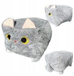 Gray Plush Cat Pouf XXL 45 cm