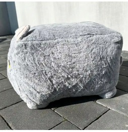 Gray Plush Cat Pouf XXL 45 cm