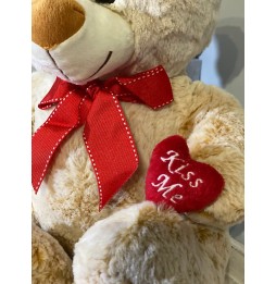 Teddy Bear with Red Bow 35 cm - Gift for Loved One