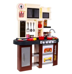 Interactive Brown Kitchen for Kids with Sound and Light