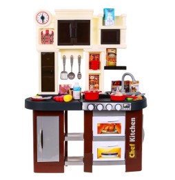 Interactive Brown Kitchen for Kids with Sound and Light