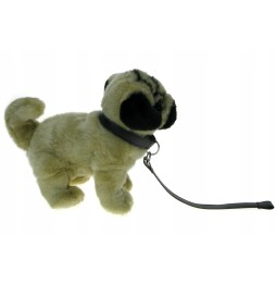 Plush Pug Dog Toy on Leash 22 cm