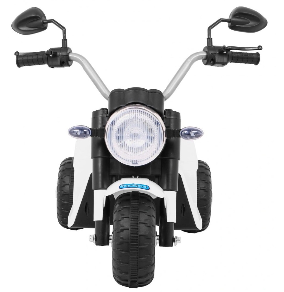 White MiniBike for Kids with Sounds and LED Lights