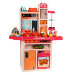 Pink Kitchen for Kids with Faucet, Burner, and Audio Panel