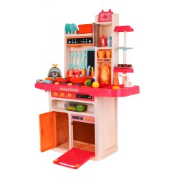 Pink Kitchen for Kids with Faucet, Burner, and Audio Panel