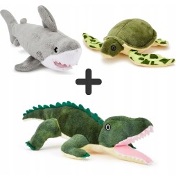 Set of 3 Plush Toys: Shark Turtle Dinosaur