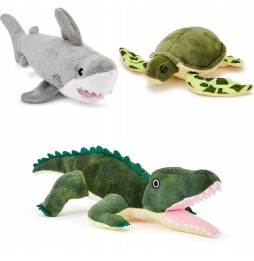 Set of 3 Plush Toys: Shark Turtle Dinosaur