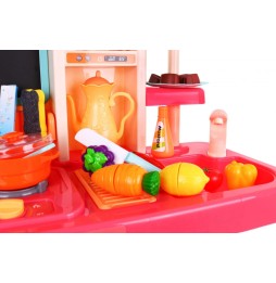 Pink Kitchen for Kids with Faucet, Burner, and Audio Panel