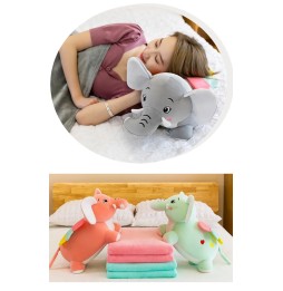 Elephant Plush Blanket Pillow 3in1 Cuddle Toy