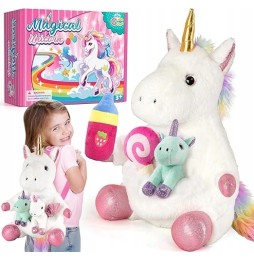 Magical unicorn plush toy with accessories