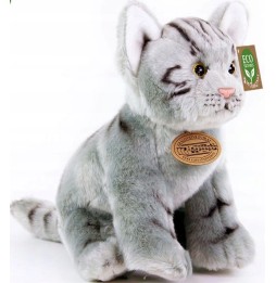 Realistyczny szary kotek siedzący 24 cm
