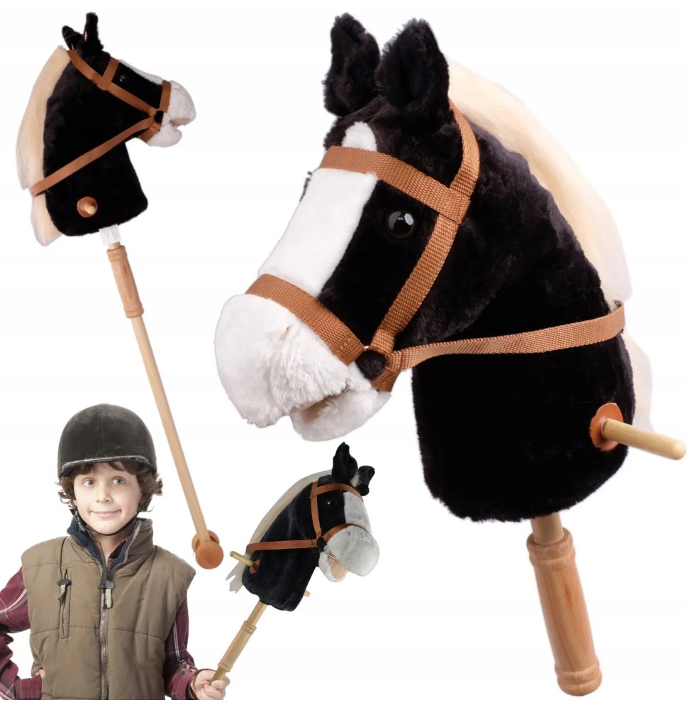 Hobby horse pluszowy koń na kiju czarny