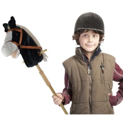 Hobby horse plush horse on stick black