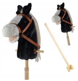 Hobby horse plush horse on stick black