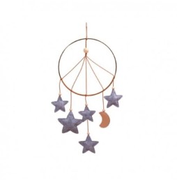 Filibabba moon and stars hanging decoration grey