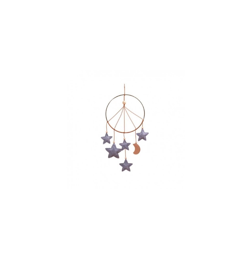 Filibabba moon and stars hanging decoration grey