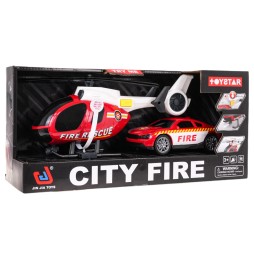 Helicopter and Fire Truck Set for Kids