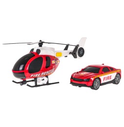 Set elicopter și mașinuță de pompieri