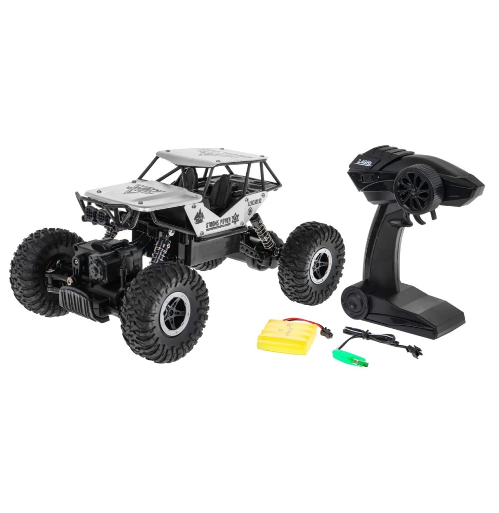 Crawler monster zdalnie sterowany 1:18 srebrny dla dzieci