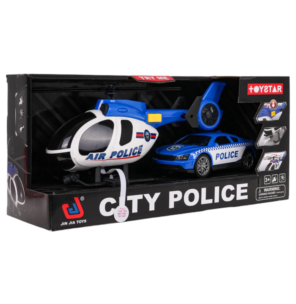 Set elicopter + mașină de poliție pentru copii