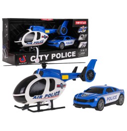 Set elicopter + mașină de poliție pentru copii