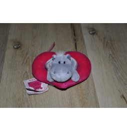 Nici Hippo Plush Toy 13 cm with Pink Heart