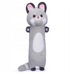 Long Plush Cat Pillow 80cm Gray