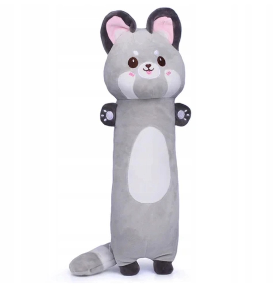 Long Plush Cat Pillow 80cm Gray