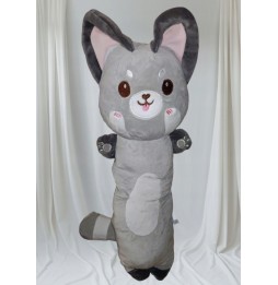 Long Plush Cat Pillow 80cm Gray