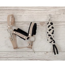 A3 Halter Set with Fleece and Lead Rope Beige