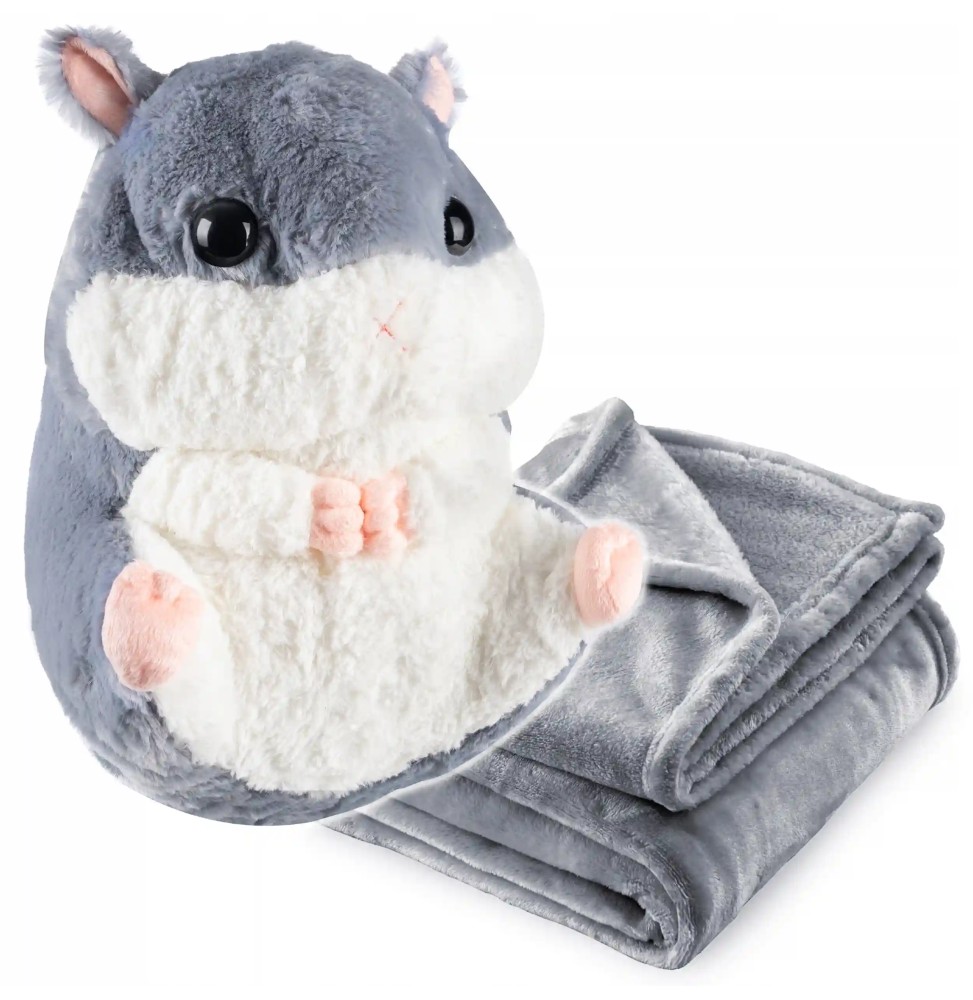 Plush Hamster with Blanket 3in1 - cuddle toy for kids