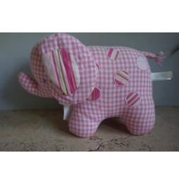 Kate Finn Pink Elephant with Rattle