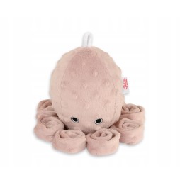 Octopus Plush Toy with Rattle in Dusty Pink