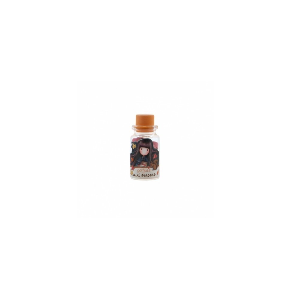 Gorjuss Mini Erasers in Glass Bottle