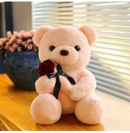 Large Peach Bear with Rose 40 cm