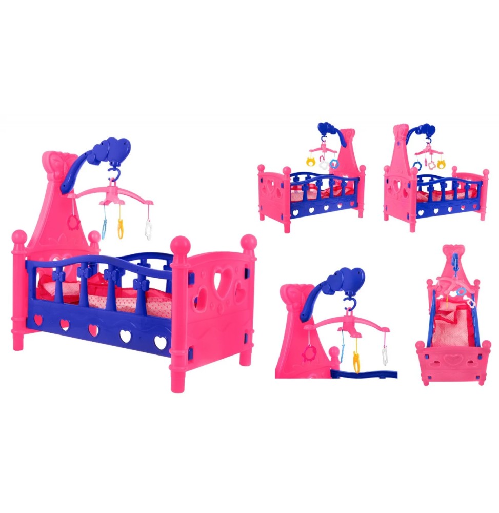 Doll Bed with Carousel for Kids 3+