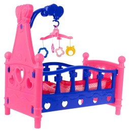 Doll Bed with Carousel for Kids 3+