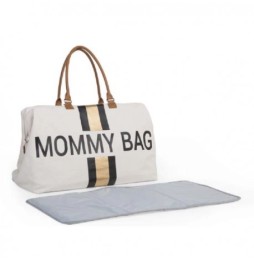 Childhome geantă mommy bag dungi negre-aurii