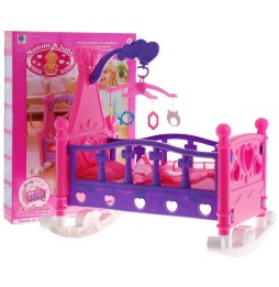 Doll Cradle Bed 2-in-1 with Sounds and Carousel