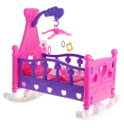 Doll Cradle Bed 2-in-1 with Sounds and Carousel