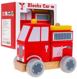 Wooden Fire Truck Toy for Kids Aged 2 and Up