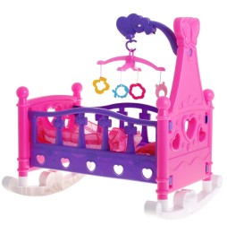 Doll Cradle Bed 2-in-1 with Sounds and Carousel